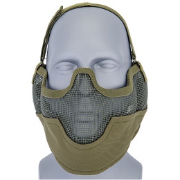 UK Arms Airsoft Metal Mesh Half Face Mask w/ Ear Pro - OD GREEN