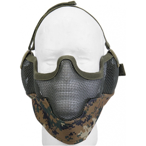 UK Arms Airsoft Metal Mesh Lower Half Face Mask w/ Ear Pro - MARPAT