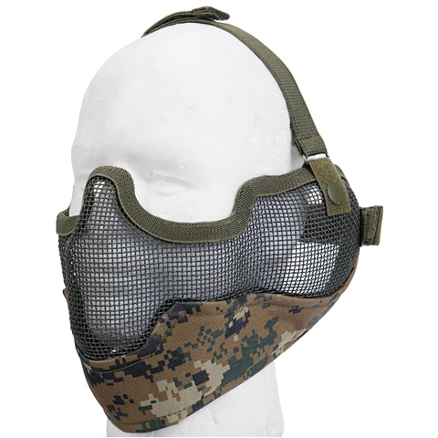 UK Arms Airsoft Metal Mesh Lower Half Face Mask w/ Ear Pro - MARPAT