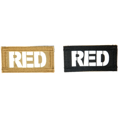 UK Arms Airsoft Hook and Loop Base RED (2) Patch Set - TAN/BLACK
