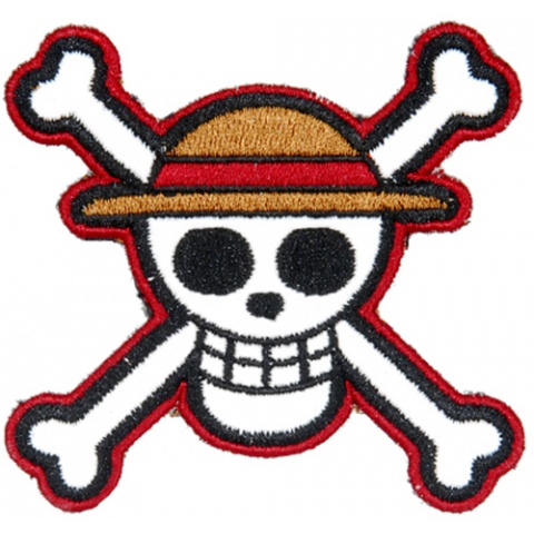 UK Arms Airsoft Hook and Loop Base Straw Hat Pirates Patch - TAN/WHITE