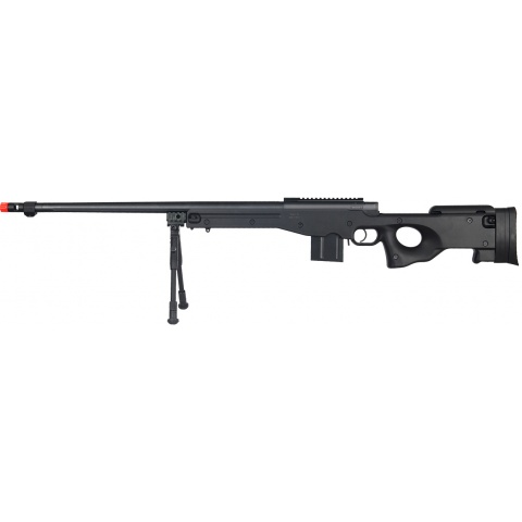 Well Airsoft Bolt Action Rifle w/ Fluted Barrel and Bipod - BLACK