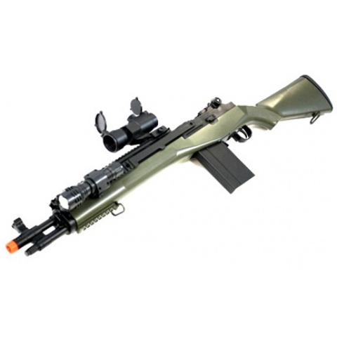 AGM M14 SOCOM RIS Airsoft Sniper Rifle w/ Flashlight and Scope - OD