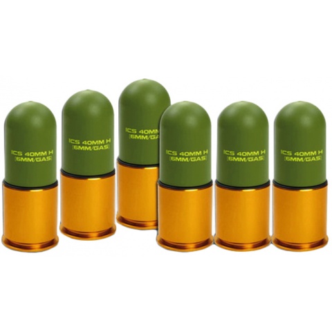 ICS Airsoft ABS Plastic Gas Grenade Shell 40mm (Set of 6)