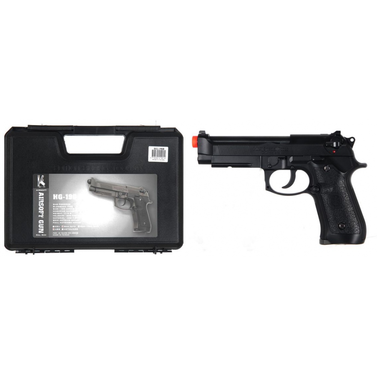 HFC Airsoft HG 190 Pistol Accessory Rail Gas Powered w/ Semi Only ...