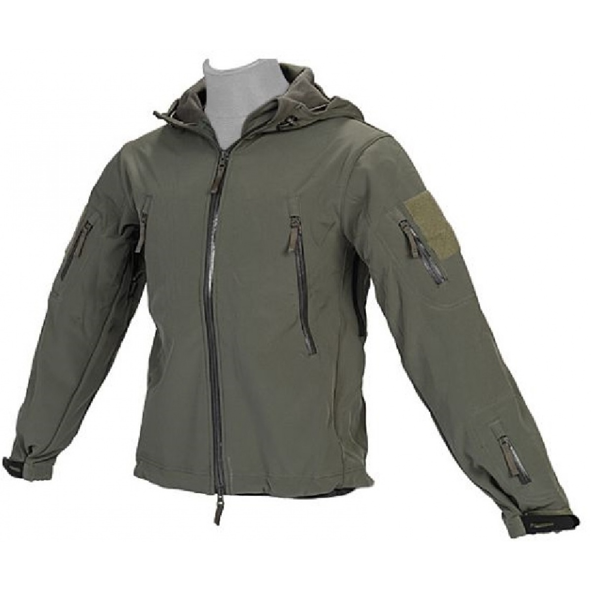 Lancer Tactical Airsoft Soft Shell Jacket w/ Hood - SAGE | Airsoft ...