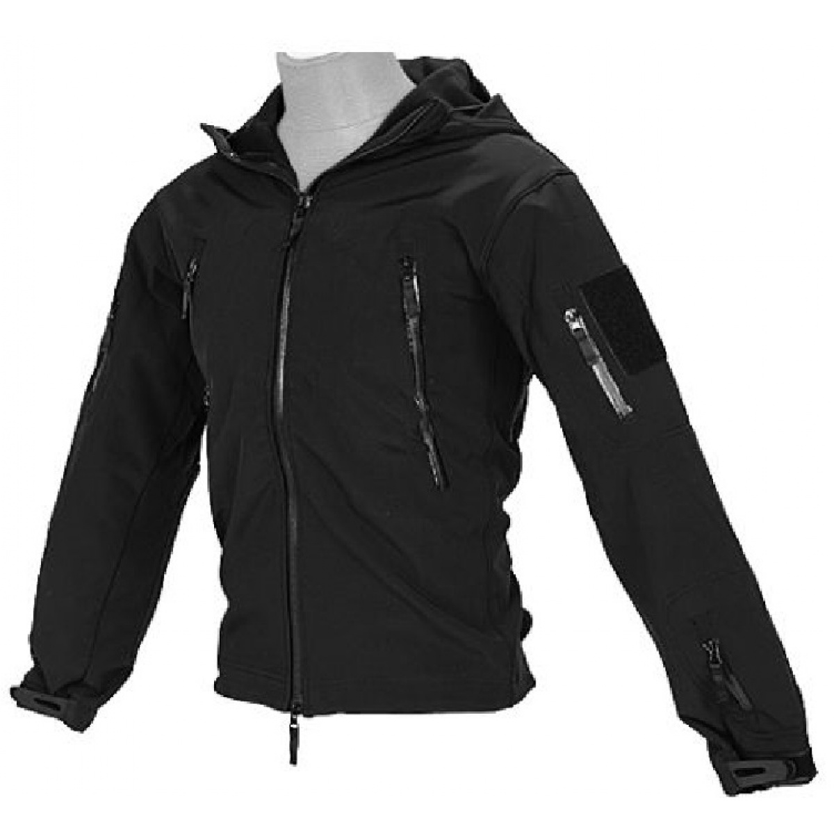 Lancer Tactical Airsoft Soft Shell Jacket w/ Hood - BLACK - SMALL ...