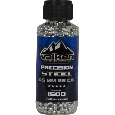 Valken Outdoor 4.5mm Precision Steel BB's for Air Gun - 1500 - BOTTLE