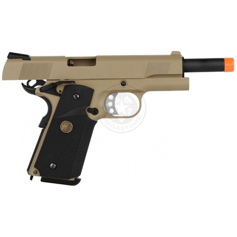 WE Tech M1911 MEU Tanio Koba Airsoft Gas Blowback Pistol - TAN