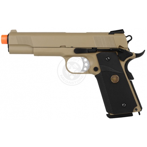 WE Tech M1911 MEU Tanio Koba Airsoft Gas Blowback Pistol - TAN