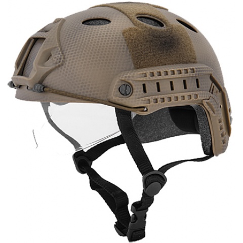 Lancer Tactical Fast PJ Type Tactical Gear Helmet - Custom DE w/Visor