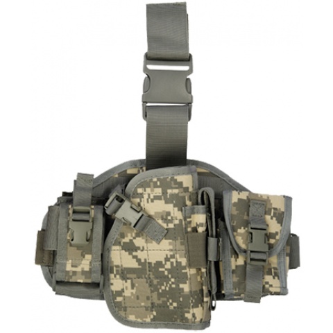 Lancer Tactical MOLLE Dropleg Holster w/ Pouches - ACU