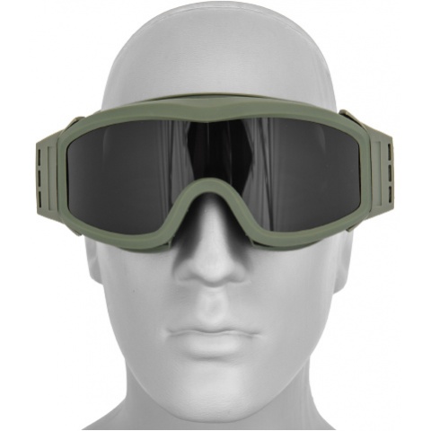 Lancer Tactical Airsoft Goggles  w/ 3 - Lens Kit - OLIVE DRAB GREEN