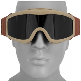 Lancer Tactical CA-203T Airsoft Goggles - OD TAN Frame w/ 3 - Lens Kit