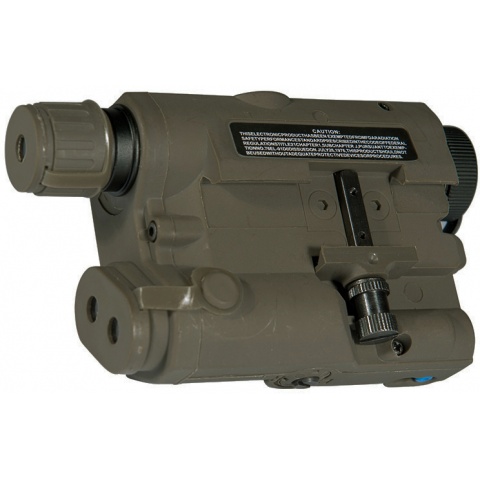 UK Arms Airsoft AN/PEQ - 15 White LED Green laser w/ IR Lens - FOLIAGE GREEN