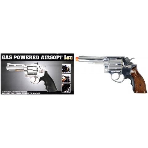HFC Airsoft Gas Powered Revolver Pistol w/ 6 BB Shells - SILVER