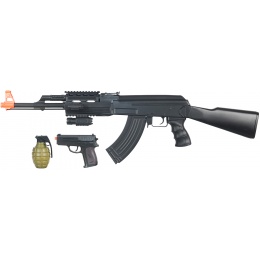 CYMA Airsoft Tactical AK47 AEG Package w/ Accessories  - BLACK