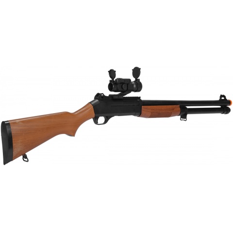 Airsoft Spring Powered Shotgun w/ Optics RIS Scope - WOOD