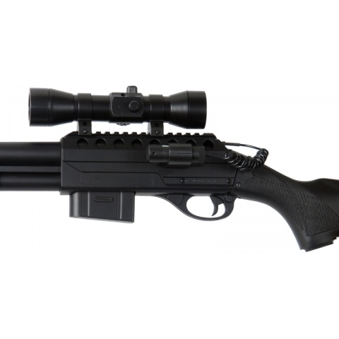 Double Eagle Airsoft Spring Tension Shotgun w/ Accessories - BLACK