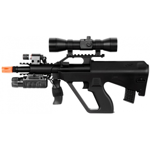 Double Eagle Airsoft M45P Spring Rifle w/ Laser, Flashlight, Scope