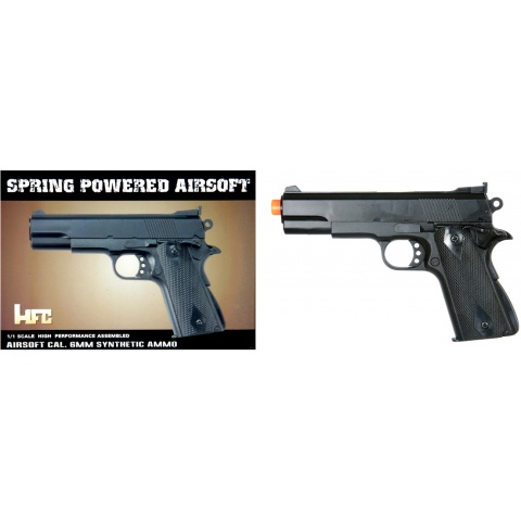 HFC Airsoft Premium Spring M1911 Pistol w/ Embedded Sight - BLACK