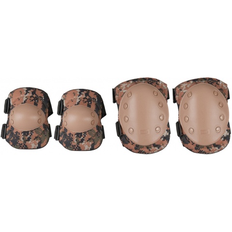 AMA Airsoft Knee and Elbow Protective Gear Set - WOODLAND DIGITAL