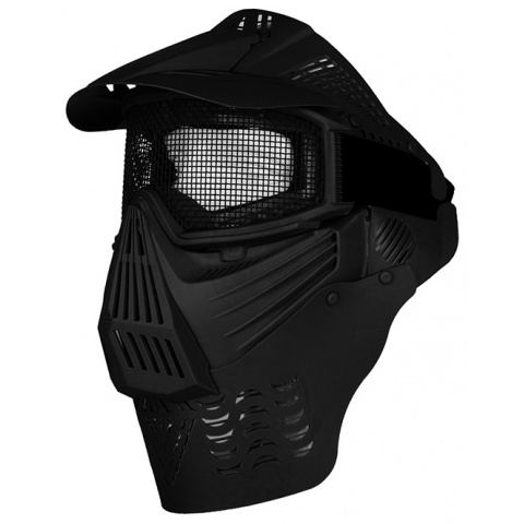 G-Force Tactical Airsoft Face Mask w/ Wire Mesh Lens & Visor - BLACK