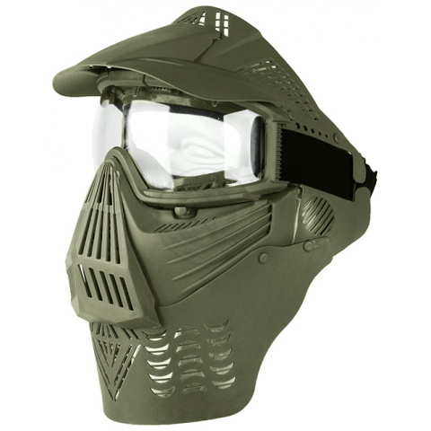 G-Force Tactical Airsoft Full Face Mask w/ Clear Lens & Visor - OD