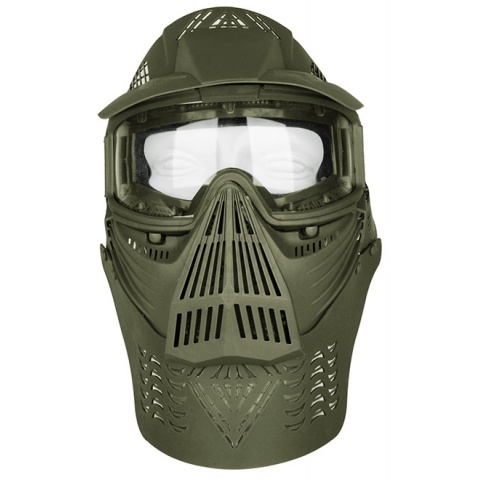 G-Force Tactical Airsoft Full Face Mask w/ Clear Lens & Visor - OD