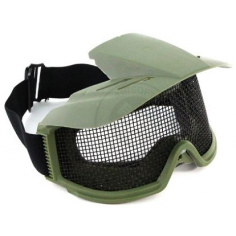 G-Force Tactical Airsoft Wire Mesh Goggles w/ Visor - GREEN