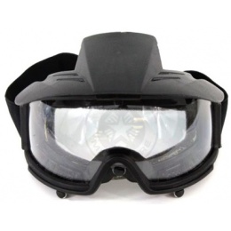 G-Force Airsoft Clear Lens High-Impact Rated Goggles w/ Visor - BLACK