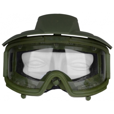 G-Force Airsoft Clear Lens High-Impact Rated Goggles w/ Visor - GREEN