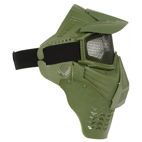 G-Force KING Full Face Extended Mesh Face Mask w/ Visor - OD GREEN