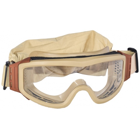 Lancer Tactical Airsoft Basic Safety Goggles w/ Adjustable Headband - TAN