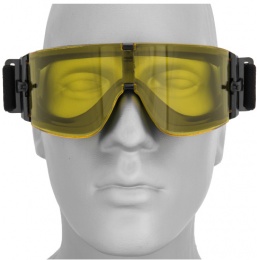 Lancer Tactical Airsoft Frameless Safety Goggles w/ Single Yellow Lens - BLACK