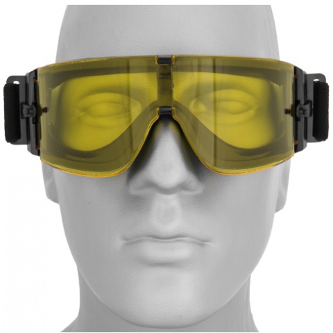 Lancer Tactical Airsoft Frameless Safety Goggles w/ Single Yellow Lens - BLACK