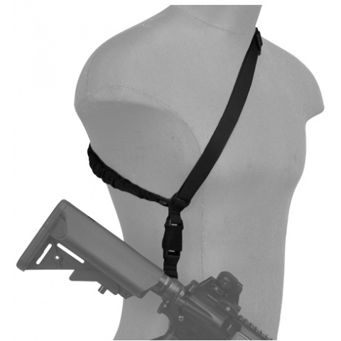 Lancer Tactical Airsoft Quick Detach 1-Point Weapon Sling w/Metal Hook - BLACK