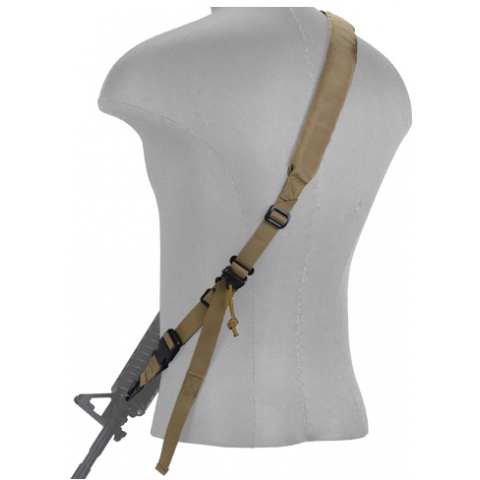 Lancer Tactical Airsoft Quick Detach 2-Point Padded Weapon Sling - TAN