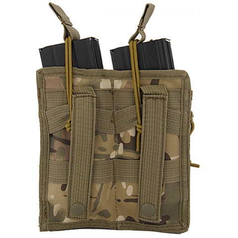 Lancer Tactical Airsoft Bungee Open Top Quad M4 Mag Pouch - CAMO