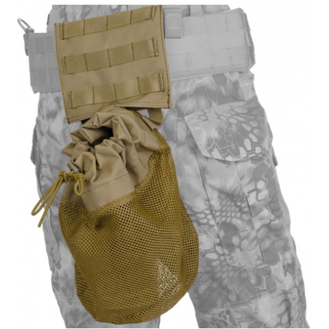 Lancer Tactical Airsoft Fold Away Dump Pouch w/ MOLLE BASE - TAN