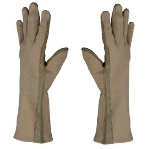 AMA Airsoft Leather Nomex Flight Gloves - MEDIUM - TAN