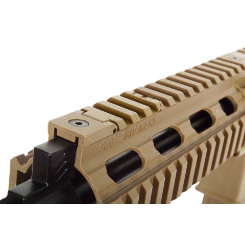 G&G Combat Machine GR16 CQW Rush EBB AEG Airsoft Rifle - Desert TAN