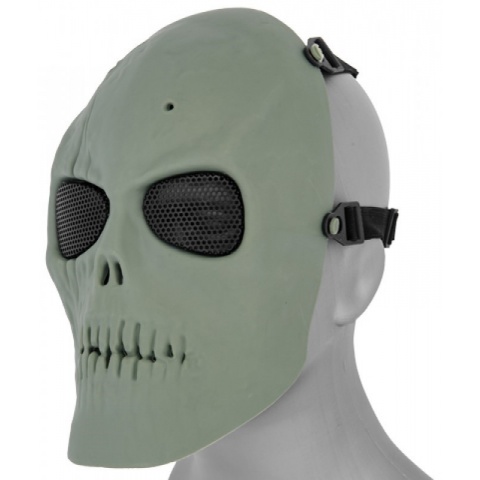 UK Arms Airsoft AC-475G Skull Full Face Mask - ZOMBIE GREEN