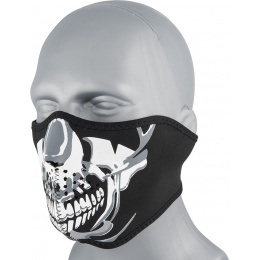 Zan Headgear Airsoft Neoprene Chrome Skull Half Mask - BLACK / SILVER