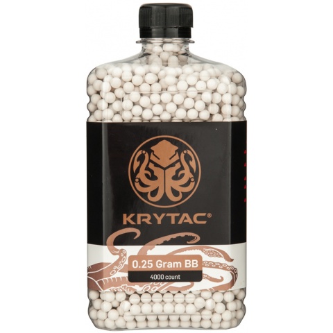 Krytac Airsoft 0.25g Polished 6mm BBs Bottle - 4000rds - WHITE