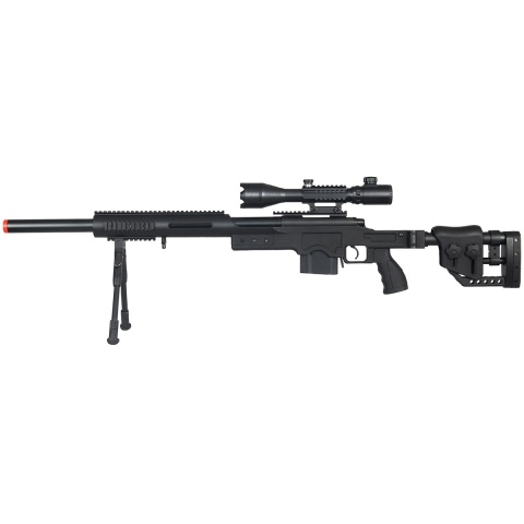 WellFire Airsoft M24 Bolt Action Tri Rail Rifle w/ Scope & Bipod - BLACK