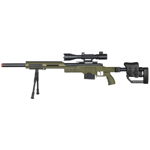 WellFire Airsoft M24 Bolt Action Tri Rail Rifle w/ Scope & Bipod - OD
