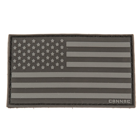 Cannae Logo Tactical PVC Flexible U.S. Flag Left Arm Patch - BLACK