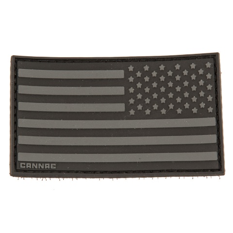 Cannae Logo Tactical PVC Rubber U.S. Flag Right Arm Patch - BLACK