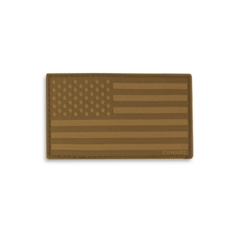 Cannae Logo Tactical PVC Rubber U.S. Flag Right Arm Patch - COYOTE